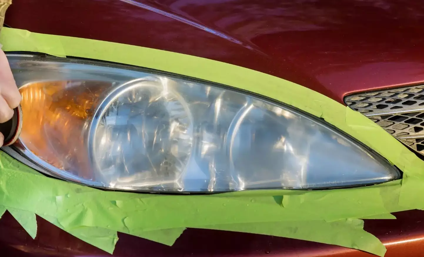 Headlight Restoration Masking Tape protection